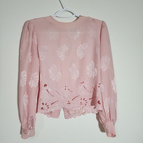 Anne Crimmins Tops - UMI Collections Anne Crimmins Womens Silk Blouse Size 6 Pink Crochet Back Button